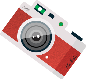 Stylized image of a red bodied camera.
