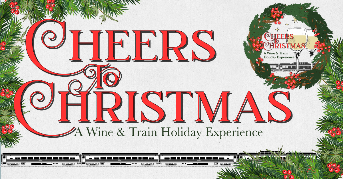 Cheers to Christmas Marque with wreath and a train