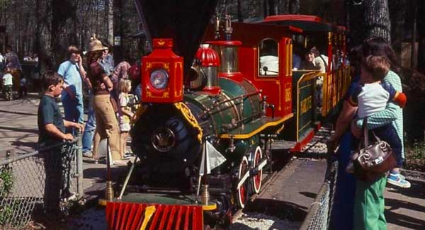 Steam locomotive operating in Birmingham Zoo circa