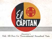 the EL CAPITAN Brochure Cover - Only All-Chair-Car Transcontinental Streamliner